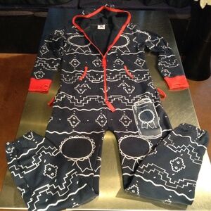 Pabst Blue Ribbon PBR Beer One-Piece Jumpsuit PJ Adult XL Pockets Hood Zip